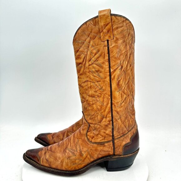 Texas Imperial Men Size 8.5D M 81 Brown Tan Leather Pull On Cowboy Western Boot main image 5